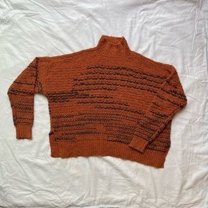 Knox Rose Women's Mock Turtleneck Drop Shoulder Sweater | Rusty Brown SIZE M